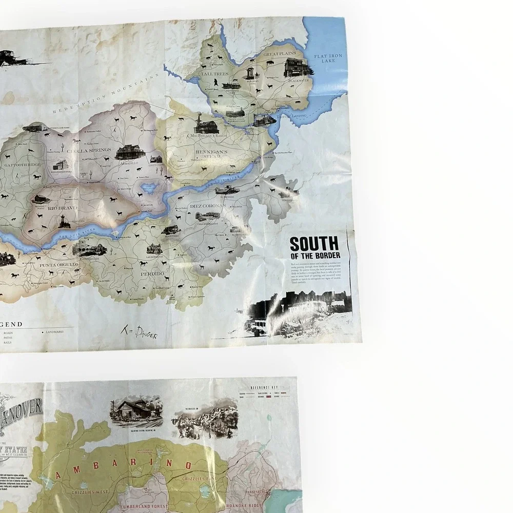 Red Dead Redemption Map Poster Lot of 2 Undead Nightmare New Austin RDR RDR2